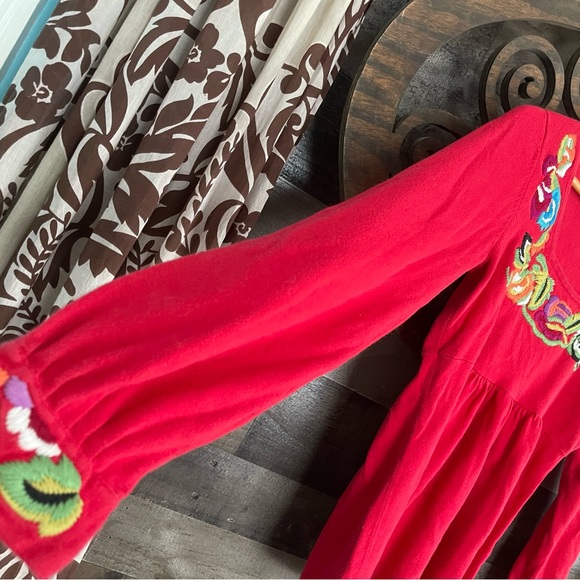 y2k Sweater Top Embroidery Floral Babydoll Empire Waist Boho Square Neck - Picture 15 of 16